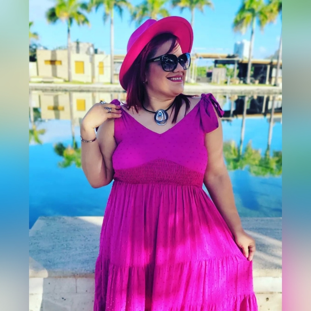 Love Maxi Dress Color: Magenta Size: 2XL